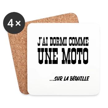 j'ai dormi comme une moto - Dessous de verre (lot de 4) - blanc - Devant
