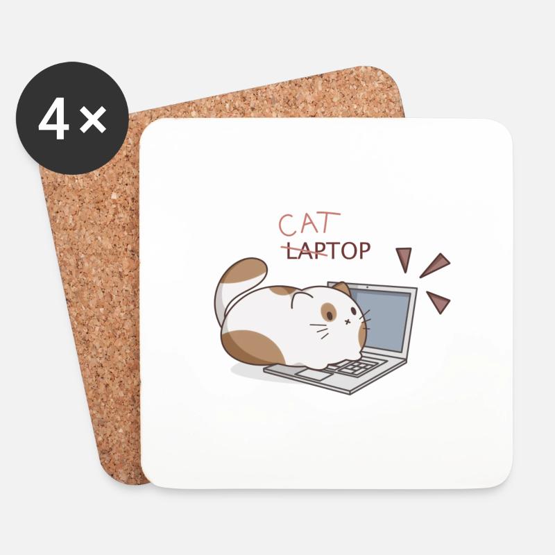 Cattop - Untersetzer (4er-Set) - Weiß