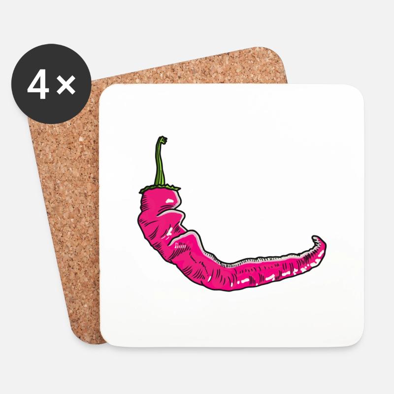 Chili scharf rosa heiß Jalapeno Tabasco - Untersetzer (4er-Set) - Weiß