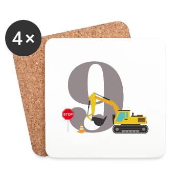 9th anniversary excavator - Coasters (set of 4) - white - Front