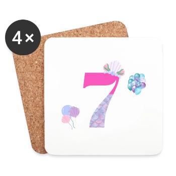 7e anniversaire sirène - Dessous de verre (lot de 4) - blanc - Devant