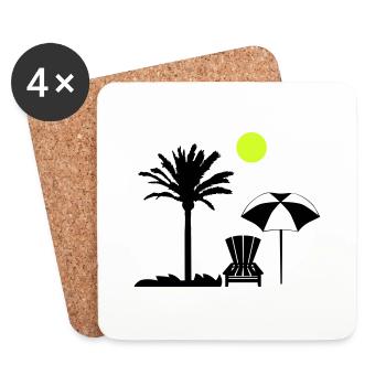 Palm Tree Deck Chair - Coasters (set of 4) - white - Front