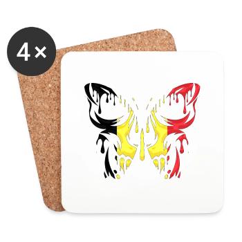 Belgique, pays, drapeau, états officiels, continent - Dessous de verre (lot de 4) - blanc - Devant