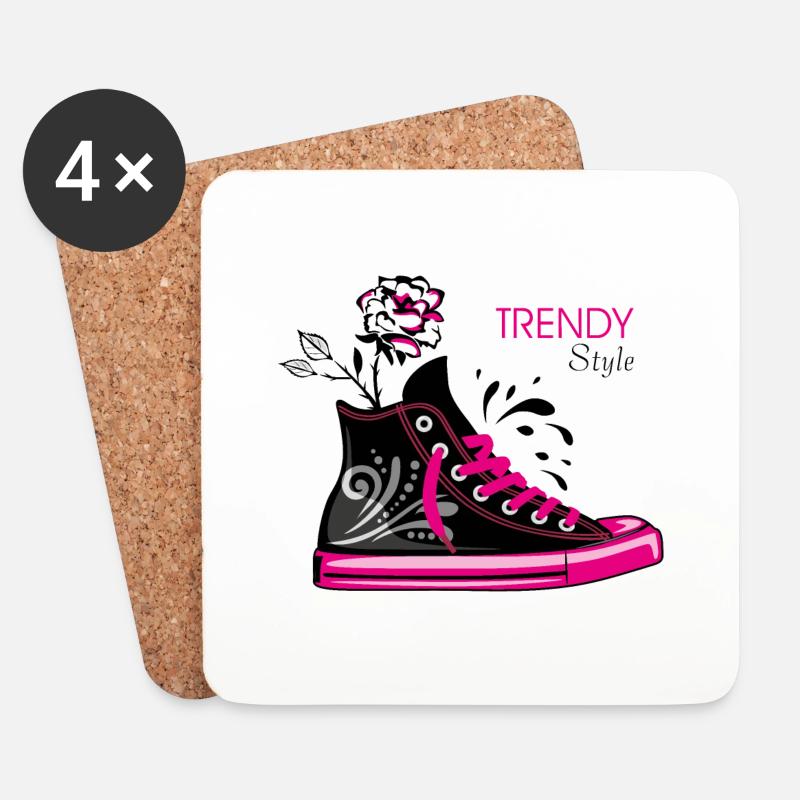 Trendige, stylische Sneaker - Untersetzer (4er-Set) - Weiß