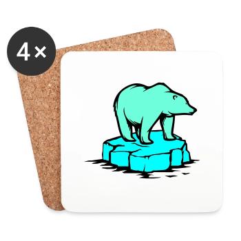 ours blanc - Dessous de verre (lot de 4) - blanc - Devant