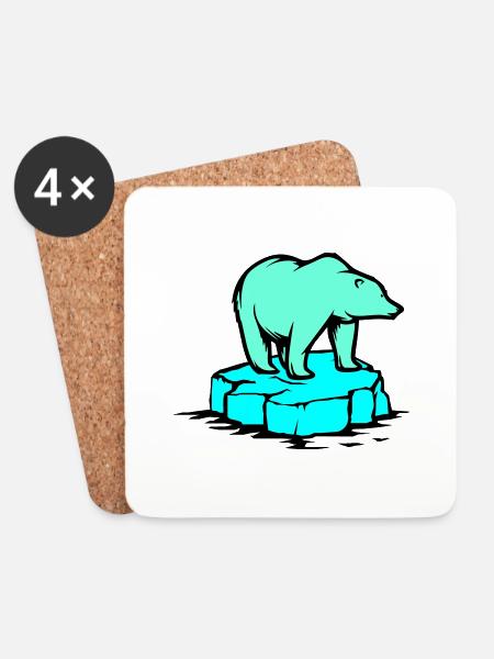 eisbär - Untersetzer (4er-Set) - Weiß