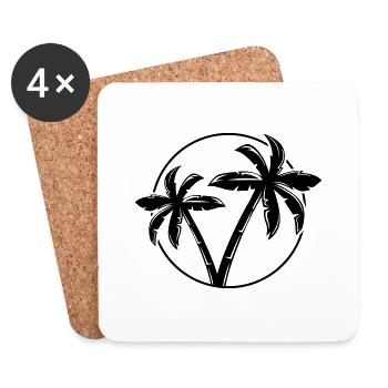 palme silhouette kreis - Untersetzer (4er-Set) - Weiß - Vorne