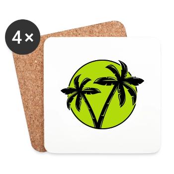 palme silhouette kreis 1 - Untersetzer (4er-Set) - Weiß - Vorne