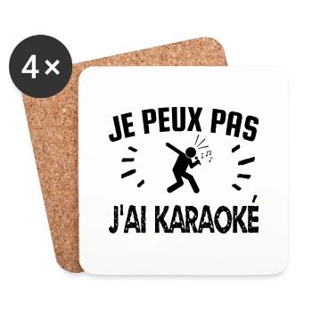 je peux pas j'ai karaoké - Dessous de verre (lot de 4) - blanc - Devant