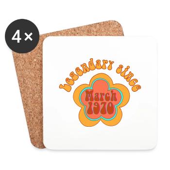 Legendary since March 1970 Birthday Retro - Coasters (set of 4) - white - Front