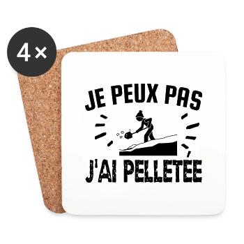 je peux pas j'ai pelletée - Dessous de verre (lot de 4) - blanc - Devant
