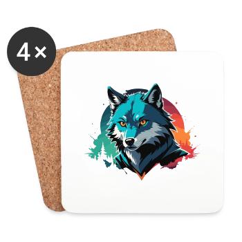 Wolf Canine Colorful Illustration - Coasters (set of 4) - white - Front