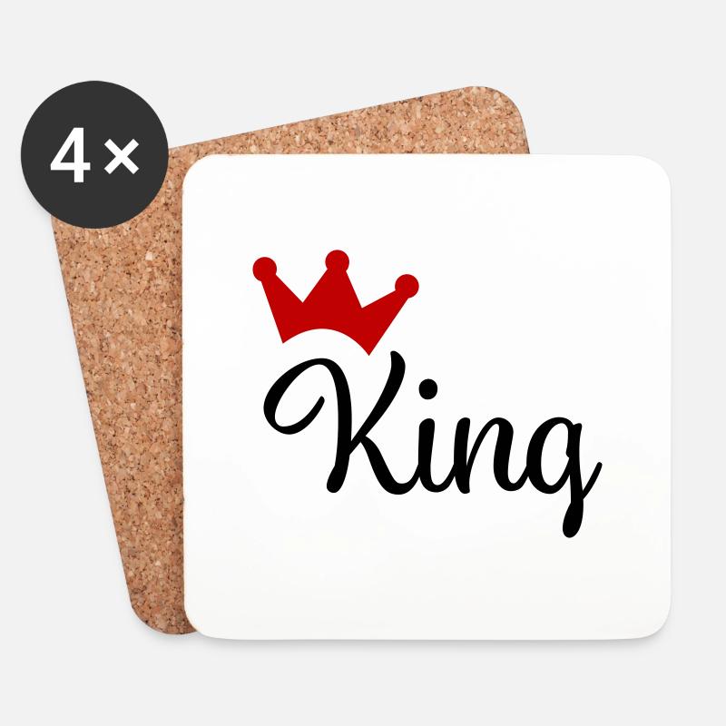 King mit Krone - Untersetzer (4er-Set) - Weiß