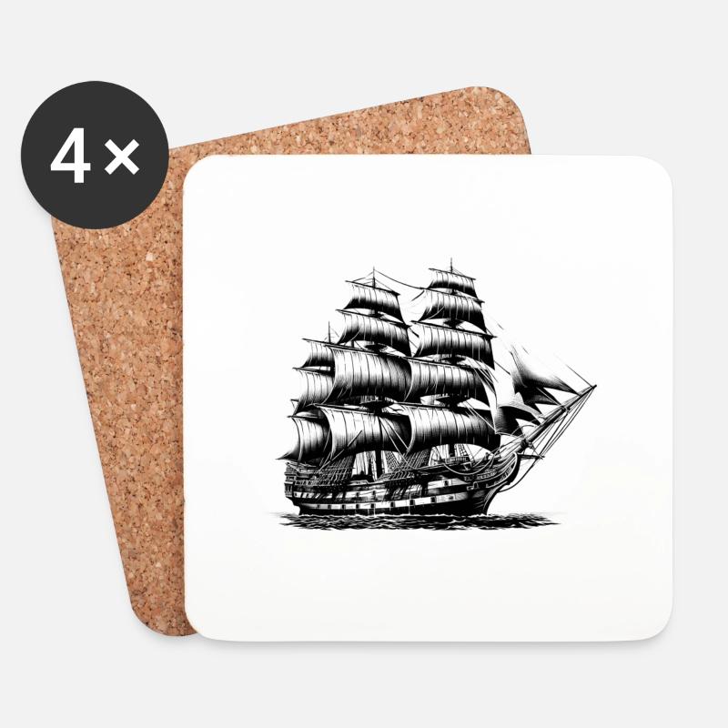 Altes Segelschiff - Untersetzer (4er-Set) - Weiß