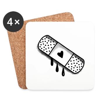 Sticking plaster bandaid with a love heart - Coasters (set of 4) - white - Front
