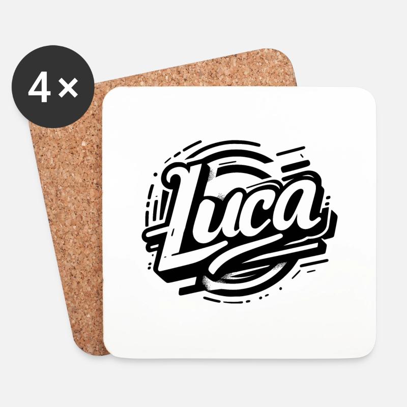 Luca Name Vorname Graffiti - Untersetzer (4er-Set) - Weiß