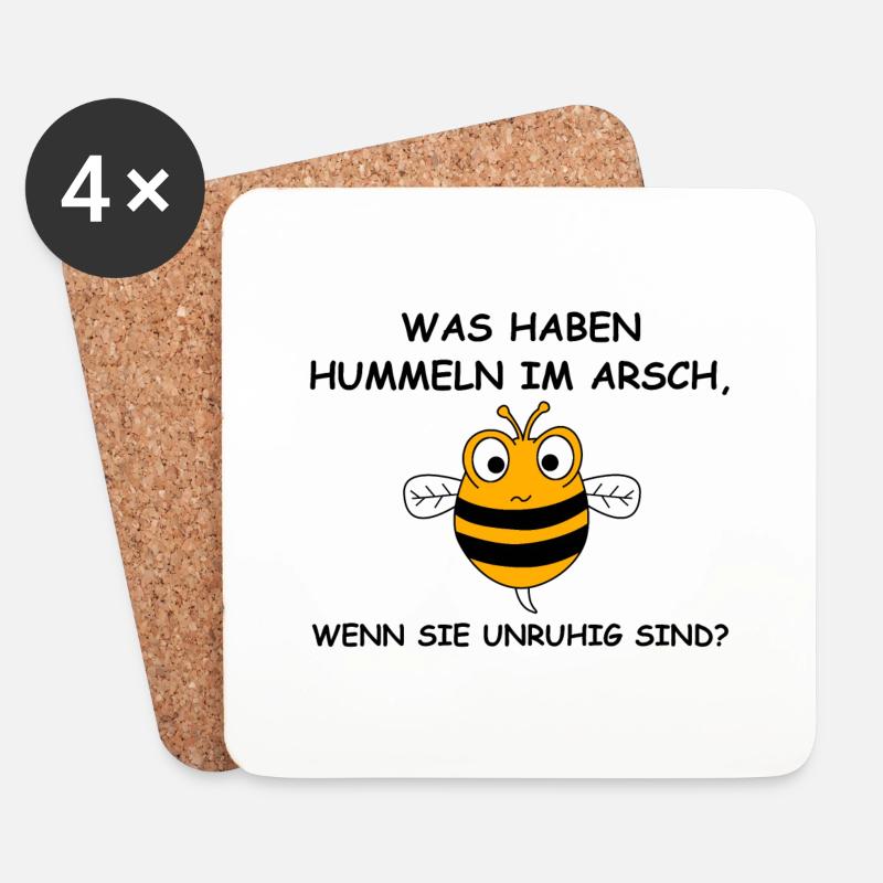 Hummeln im Hintern | lustige Sprüche, Sarkasmus - Untersetzer (4er-Set) - Weiß