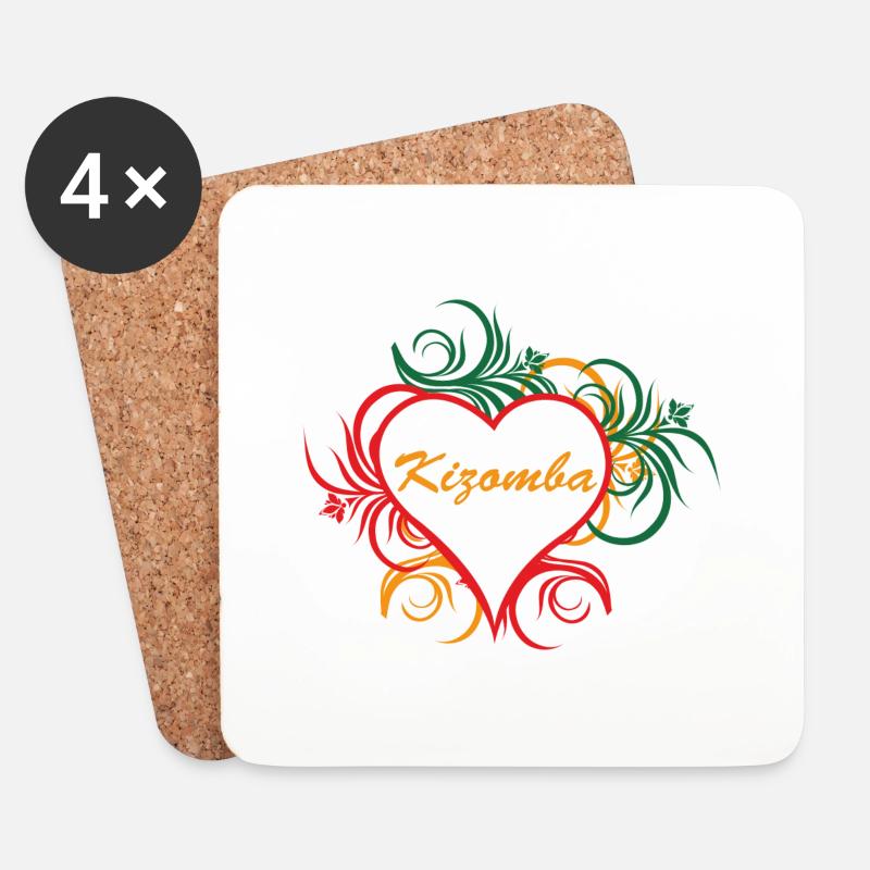Kizomba im Herzschmuck - Untersetzer (4er-Set) - Weiß