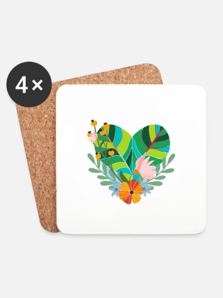 eco-friendly heart - Coasters (set of 4) - white