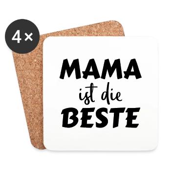 Mama ist die Beste - Untersetzer (4er-Set) - Weiß - Vorne