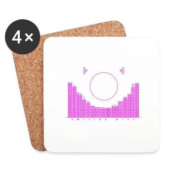 SmilingCity - lila Version - Untersetzer (4er-Set) - Weiß - Vorne
