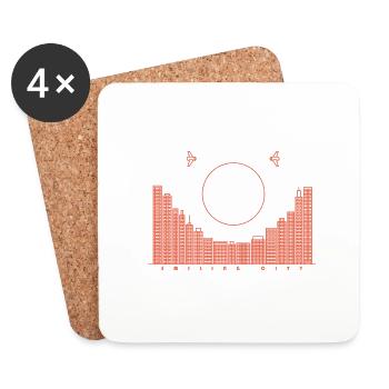 SmilingCity - rote Version - Untersetzer (4er-Set) - Weiß - Vorne