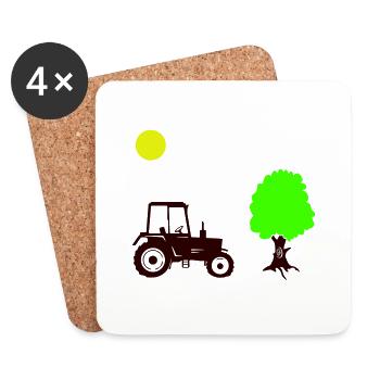 Tractor 1 - Coasters (set of 4) - white - Front