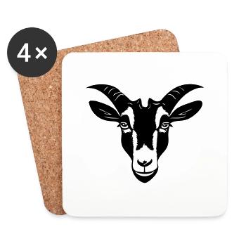 Chèvre dans le Style de dessin animé noir et blanc - Dessous de verre (lot de 4) - blanc - Devant