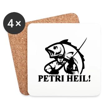 PETRI HEIL! ANGLER - Untersetzer (4er-Set) - Weiß - Vorne