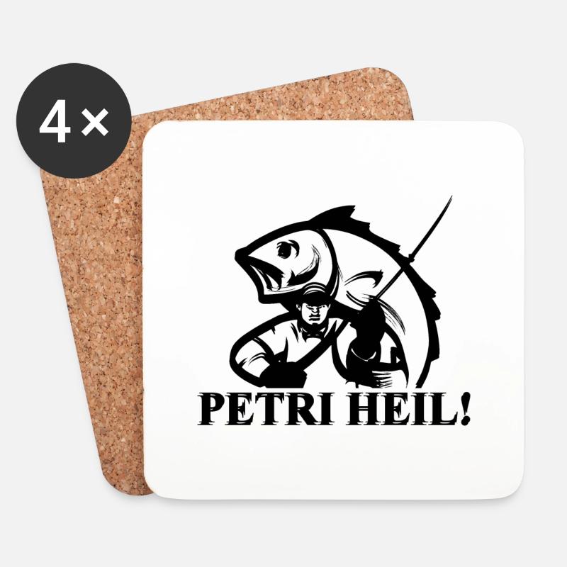 PETRI HEIL! ANGLER - Untersetzer (4er-Set) - Weiß