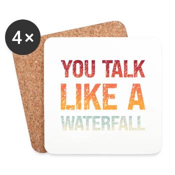 Denglisch Du Sprichst Wie Ein Wasserfall Spruch - Untersetzer (4er-Set) - Weiß - Vorne