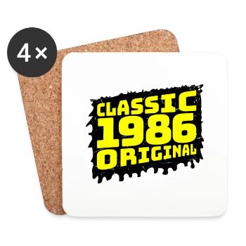 Classique 1986 Original année de naissance Vintage des années 80 - Dessous de verre (lot de 4) - blanc - Devant