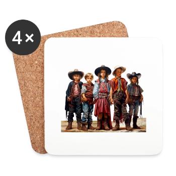 Cowboy or Sheriff Carnival Costume - Coasters (set of 4) - white - Front