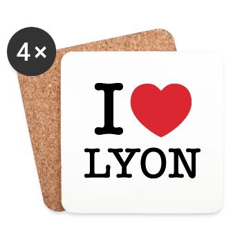 Ich liebe Lyon | Lyon | I Herz Lyon | Frankreich - Untersetzer (4er-Set) - Weiß - Vorne