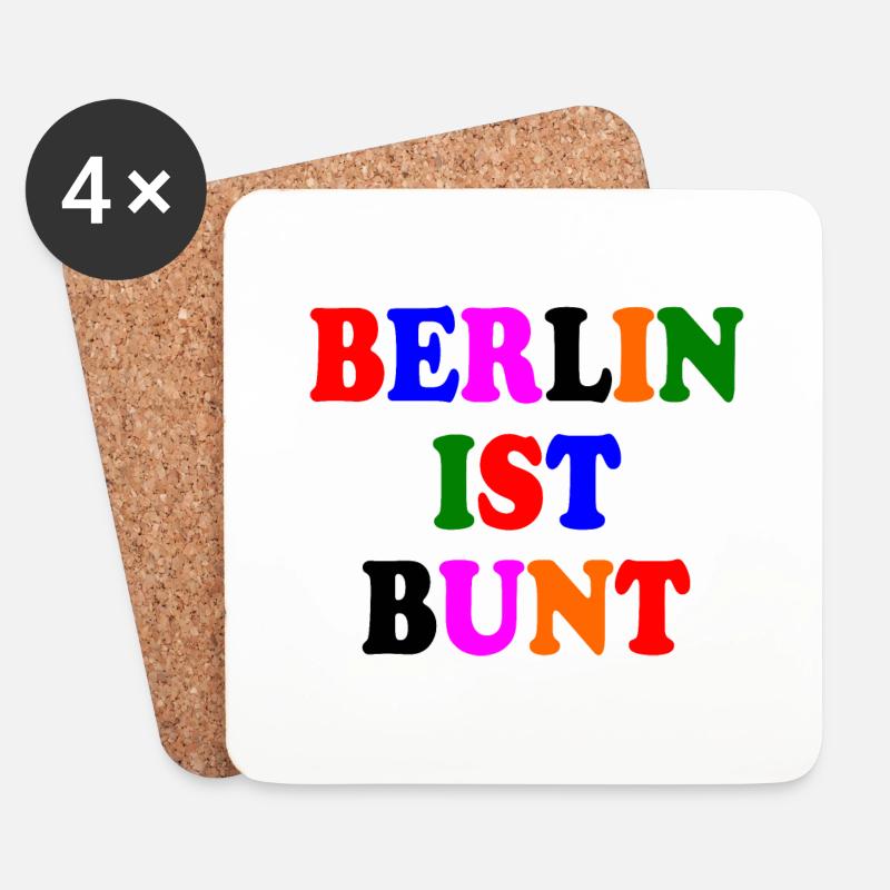 Berlin ist bunt - Untersetzer (4er-Set) - Weiß