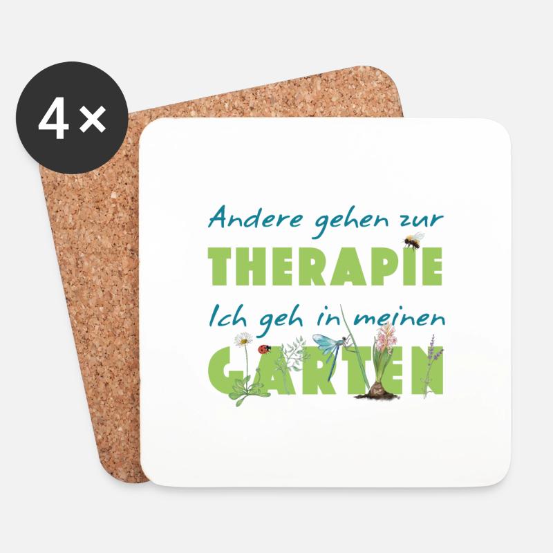 Mein Garten ist Therapie - Untersetzer (4er-Set) - Weiß