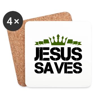 Jésus sauve - Dessous de verre (lot de 4) - blanc - Devant