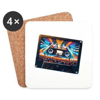 Vintage Kassette mit Konzertdarstellung - Untersetzer (4er-Set) - Weiß - Vorne