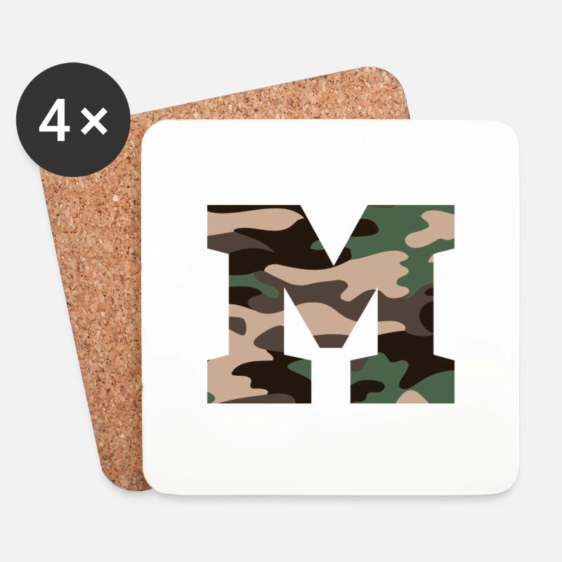 Buchstabe M Militärtarnung - Geschenkidee - Untersetzer (4er-Set) - Weiß