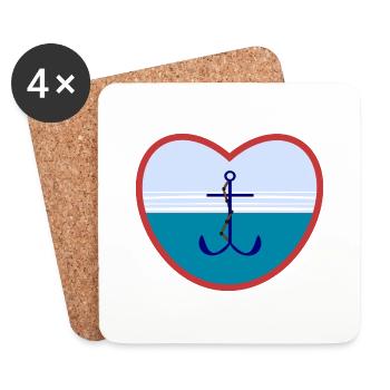 Ancre de cœur - Dessous de verre (lot de 4) - blanc - Devant
