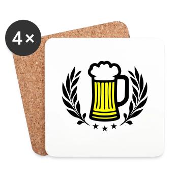 Alcool symbole de la bière - Dessous de verre (lot de 4) - blanc - Devant