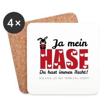 Mimikama Ja mein Hase, du hast immer Recht - Untersetzer (4er-Set) - Weiß - Vorne