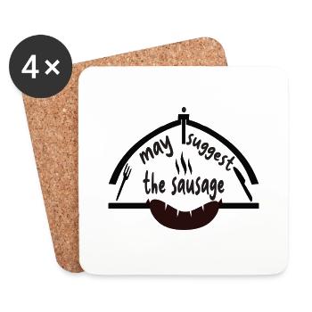 Funny Sausage Humor Design - Coasters (set of 4) - white - Front