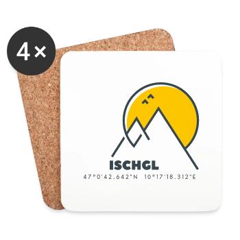 Minimalistisches Ischgl-Logo - Untersetzer (4er-Set) - Weiß - Vorne