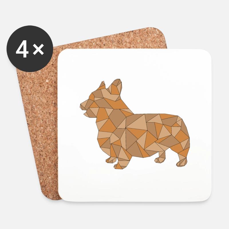 CORGI geometrisch - Untersetzer (4er-Set) - Weiß