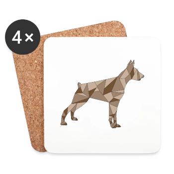 geometric brown DOBERMAN - Coasters (set of 4) - white - Front
