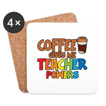 Le café me donne des pouvoirs de professeur 2 - Dessous de verre (lot de 4) - blanc - Devant