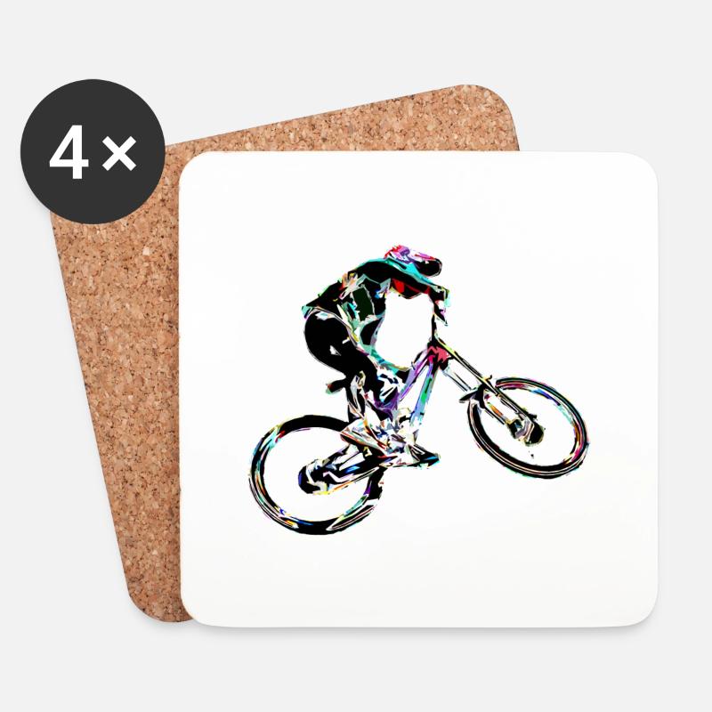 Downhill-Mountainbiken - Untersetzer (4er-Set) - Weiß
