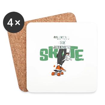 Skateboard - Untersetzer (4er-Set) - Weiß - Vorne
