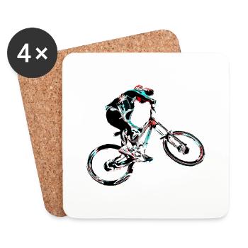 Downhill mountain biking - Coasters (set of 4) - white - Front